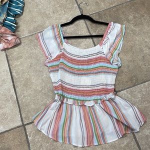 Smocked short sleeve top